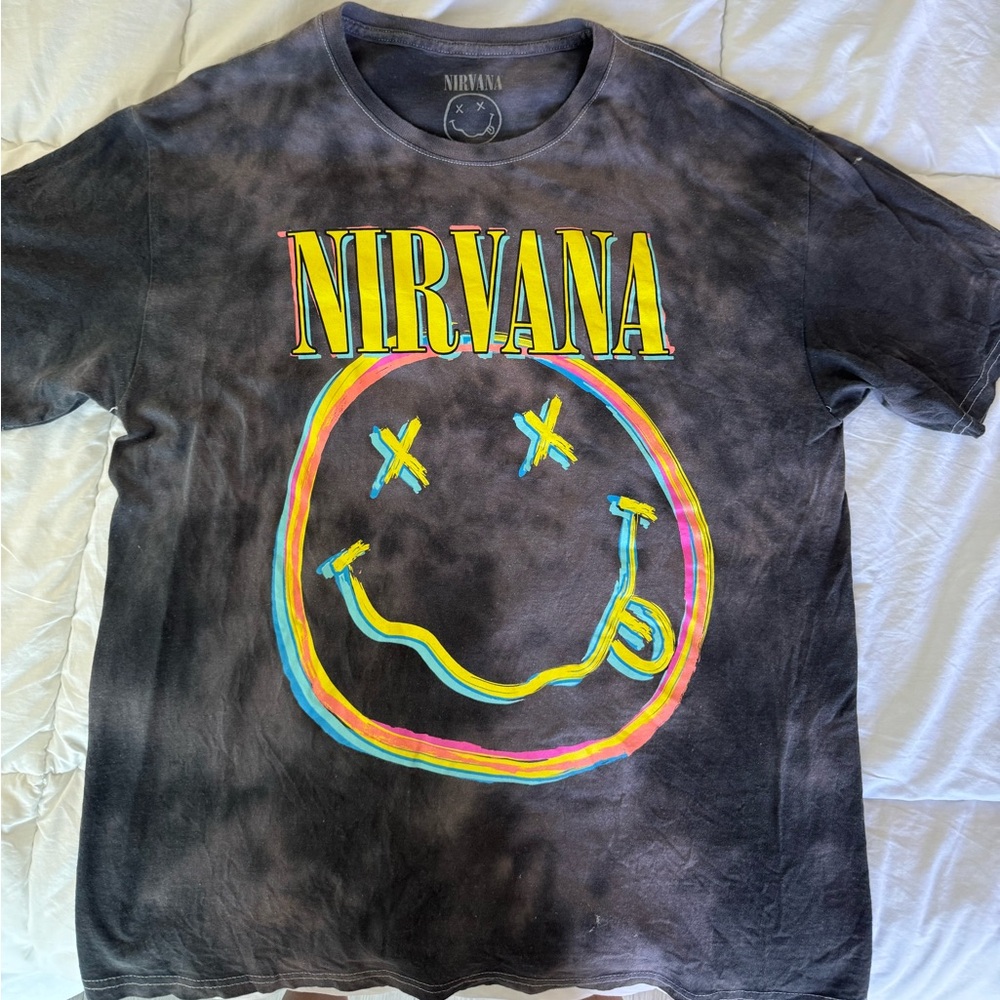 NIRVANA Black Tee with Iconic Smiley